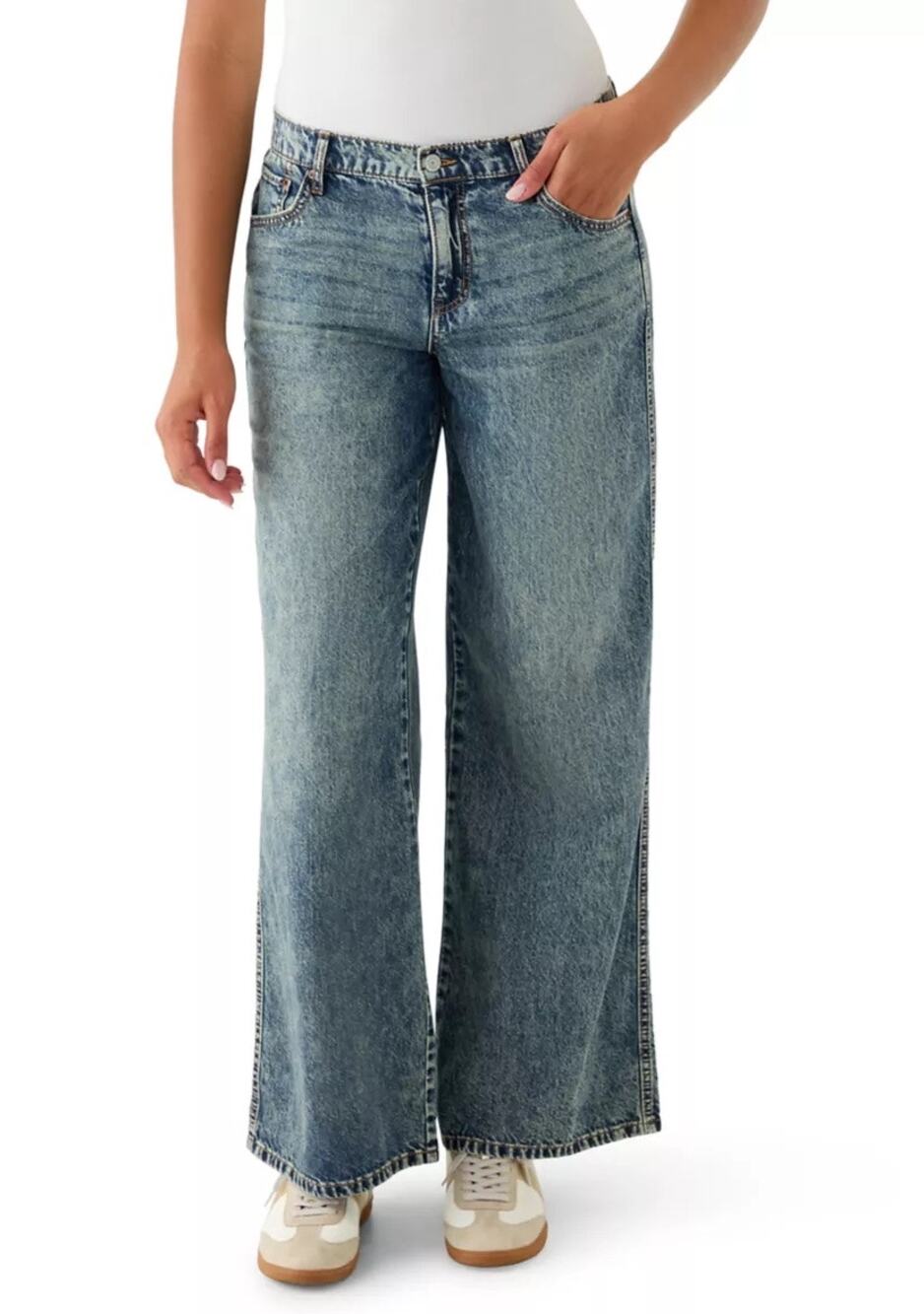 Vanilla Star Wide Leg Elastic Back Jeans Acid Wash Women’s Size 14
